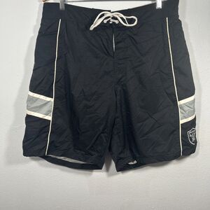 Team Apparel Board Shorts Mens XXL Black Raiders NFL Logo Surf Beach Swim Trunks